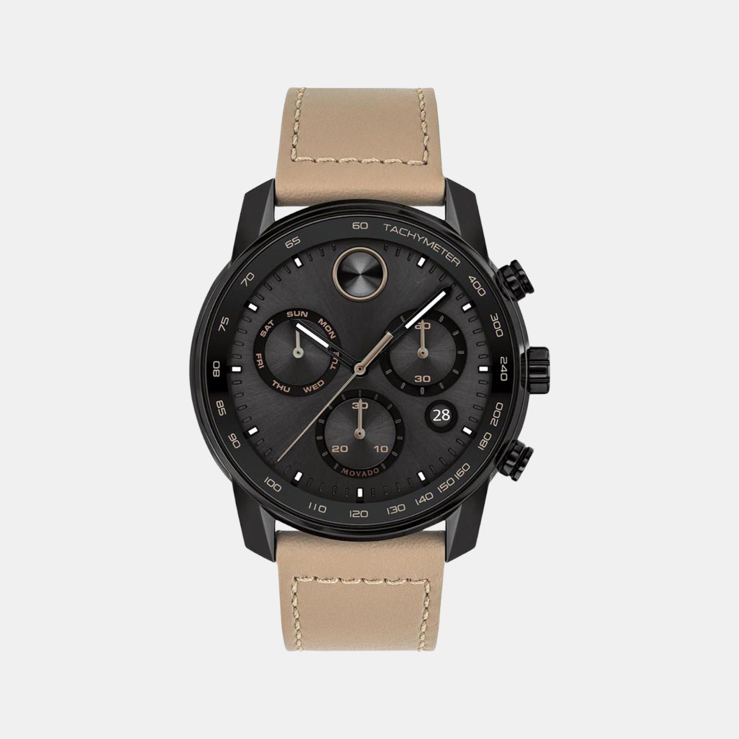Bold Verso Men Quartz Black Dial Chronograph Leather Watch 3600738
