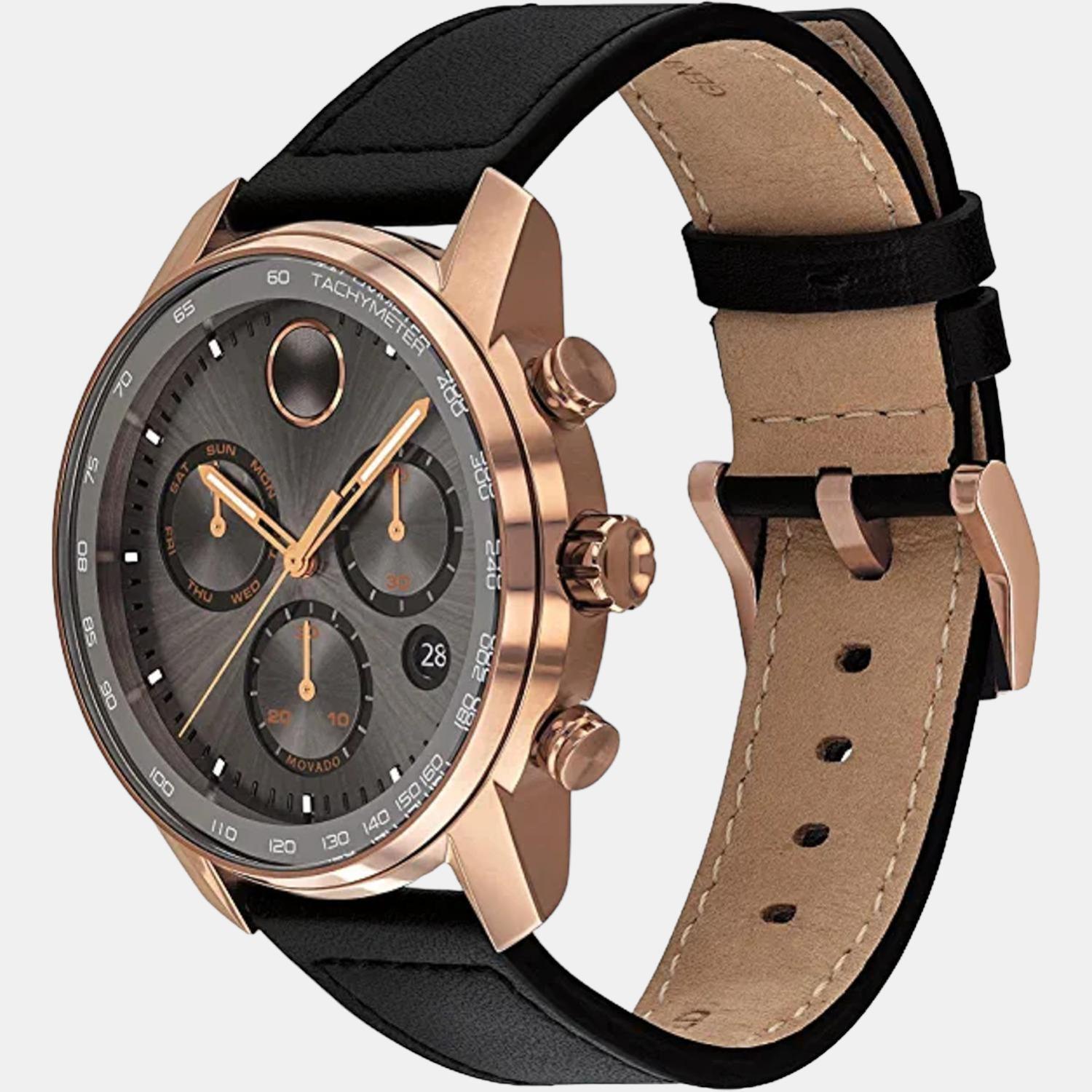 Bold Verso Men Quartz Grey Dial Chronograph Leather Watch 3600739