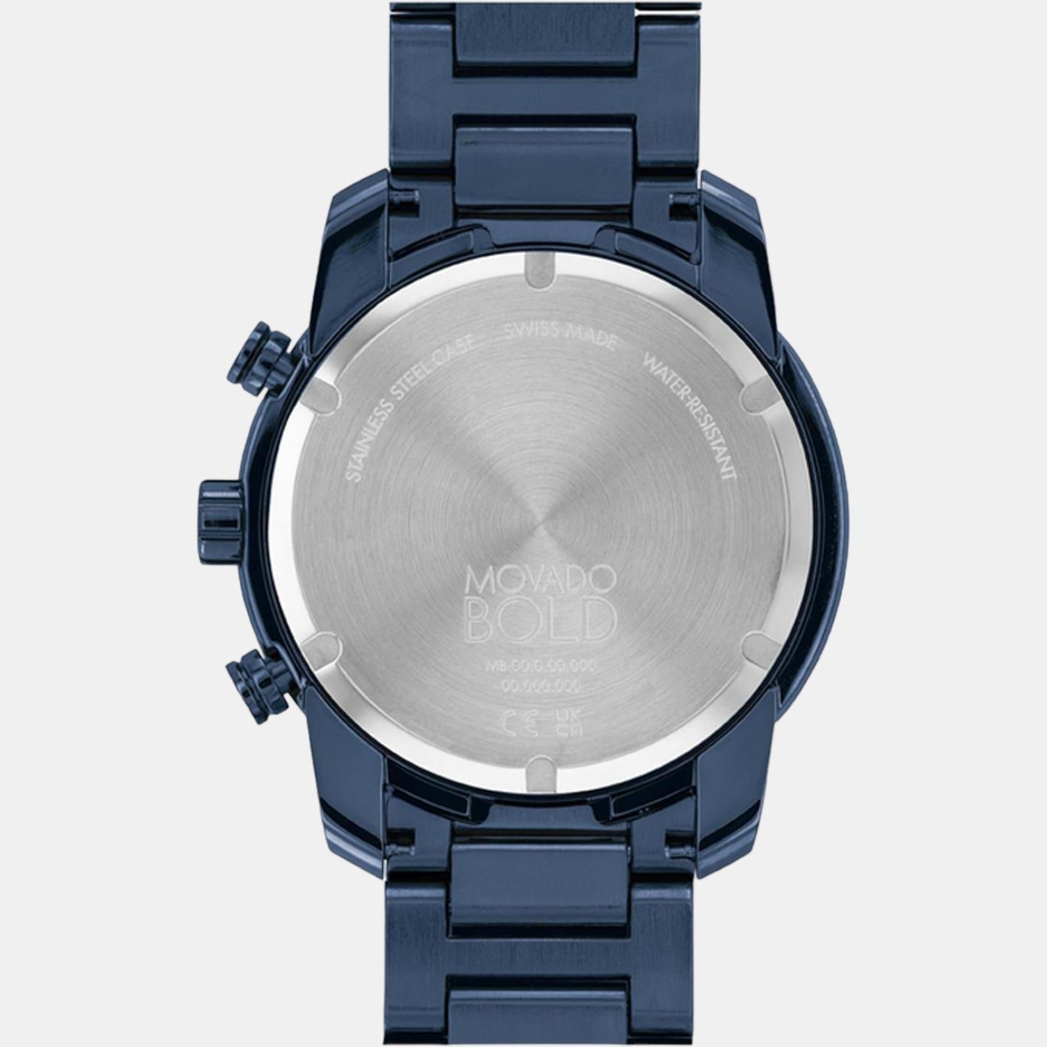 Bold Men Quartz Blue Dial Analog Stainless Steel Watch 3600742