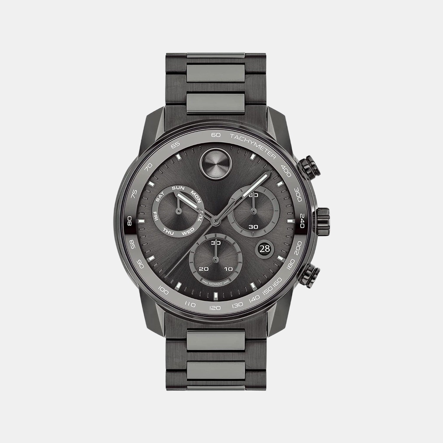 Bold Men Quartz Grey Dial Chronograph Stainless Steel Watch 3600743