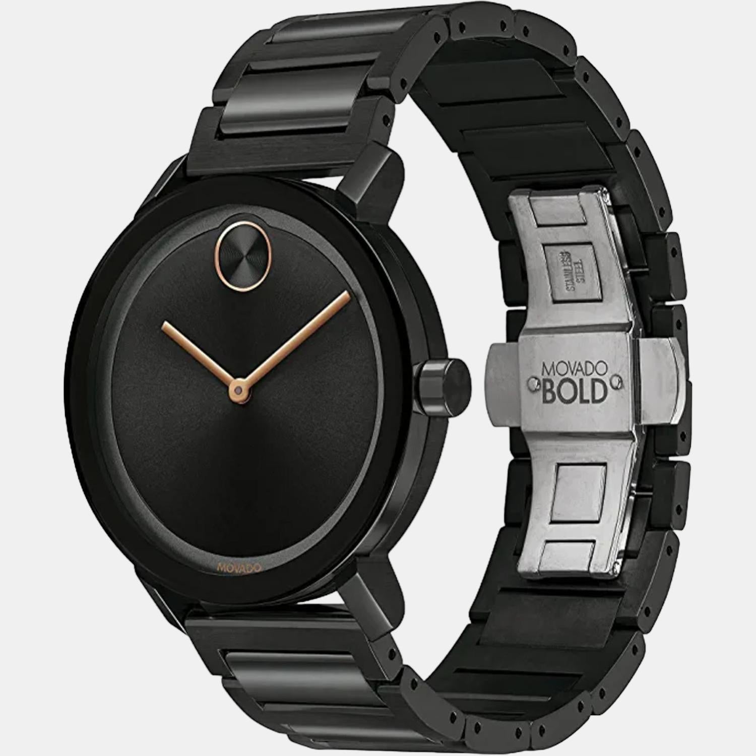 Bold Evolution Men Quartz Black Dial Analog Stainless Steel Watch 3600752