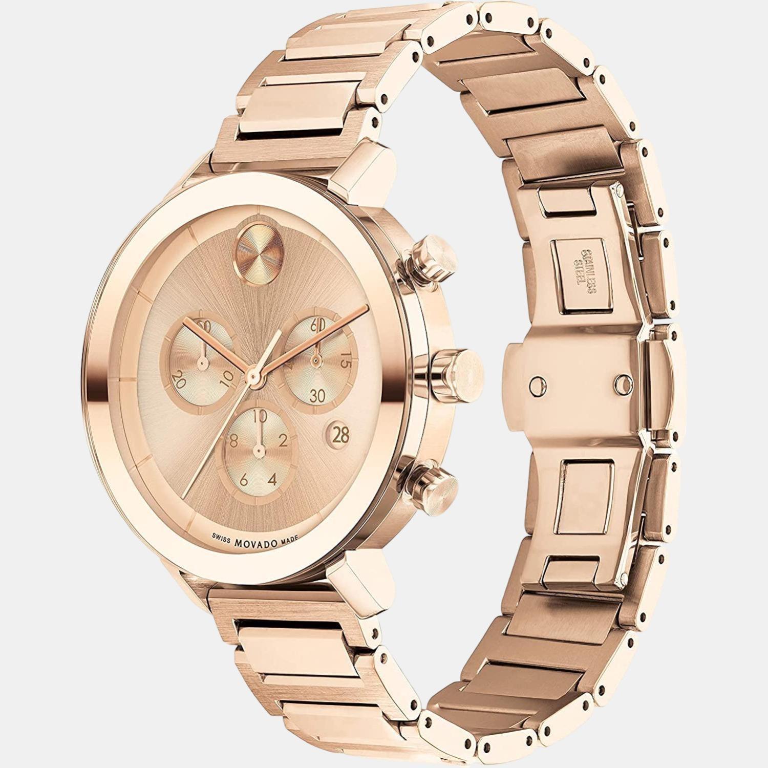 Bold Evolution Women Quartz Rose Gold Dial Chronograph Stainless Steel Watch 3600789