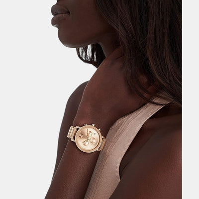 Bold Evolution Women Quartz Rose Gold Dial Chronograph Stainless Steel Watch 3600789