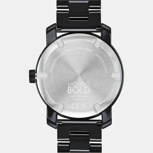 Bold Ceramic Women Quartz Black Dial Analog Stainless Steel Watch 3600803