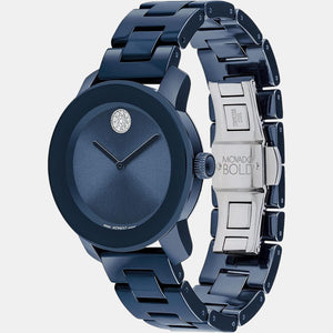 Bold Women Quartz Blue Dial Analog Stainless Steel Watch 3600805