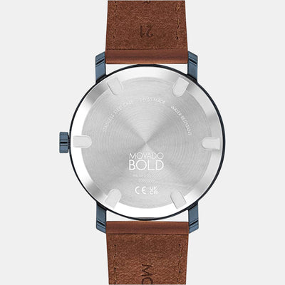 Bold Men Quartz Blue Dial Analog Leather Watch 3600806