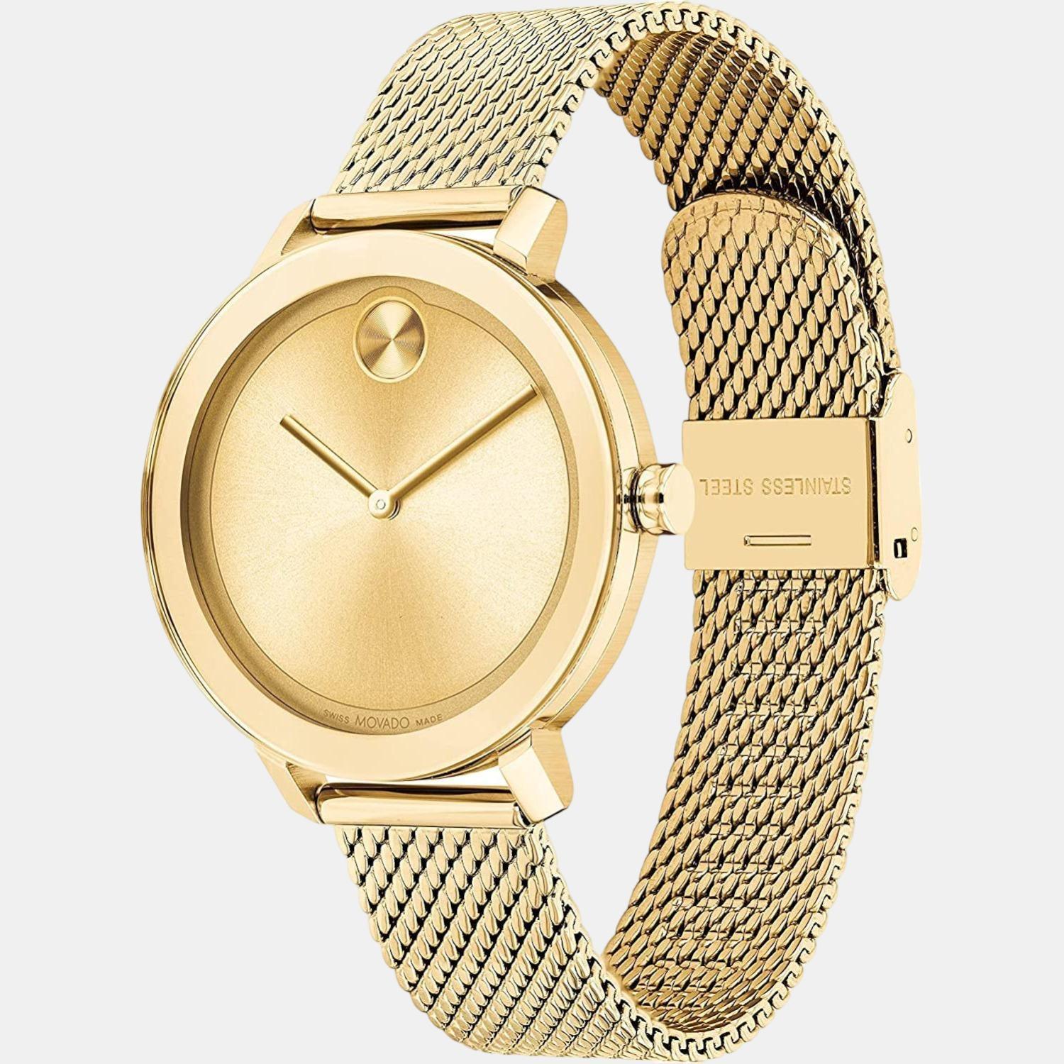 Bold Evolution Women Quartz Gold Dial Analog Stainless Steel Watch 3600814