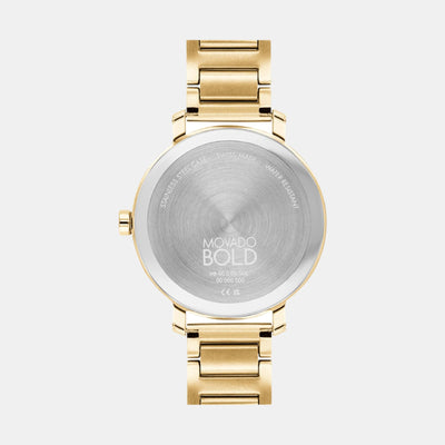 Bold Women Quartz Gold Dial Analog Stainless Steel Watch 3600822