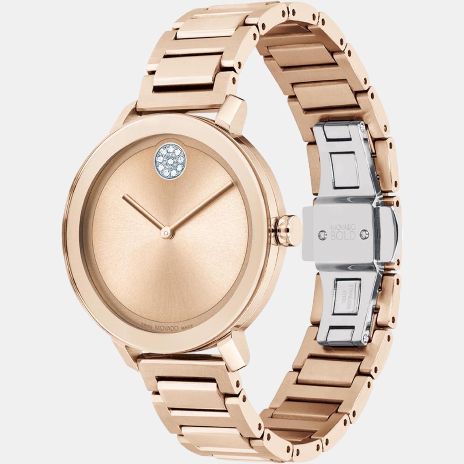 Bold Evolution Women Quartz Rose Gold Dial Analog Stainless Steel Watch 3600824