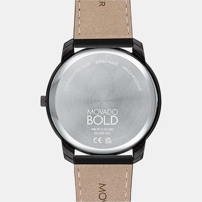 Bold Thin Men Quartz Black Dial Analog Leather Watch 3600831