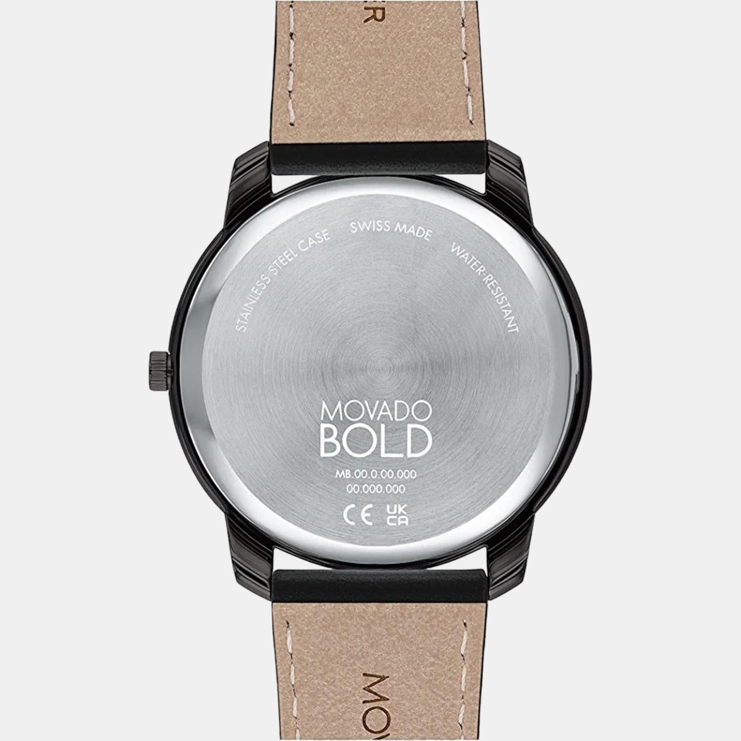 Bold Thin Men Quartz Black Dial Analog Leather Watch 3600831