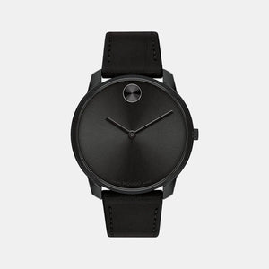 Bold Thin Men Quartz Black Dial Analog Leather Watch 3600831