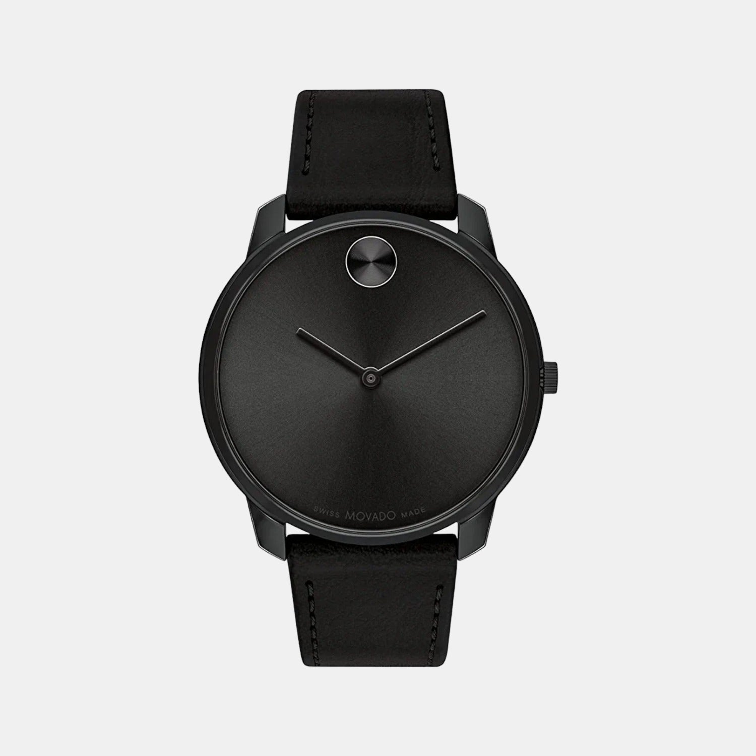 Bold Thin Men Quartz Black Dial Analog Leather Watch 3600831