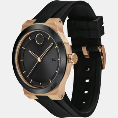 Bold Fusion Men Quartz Black Dial Analog Silicone Watch 3600851