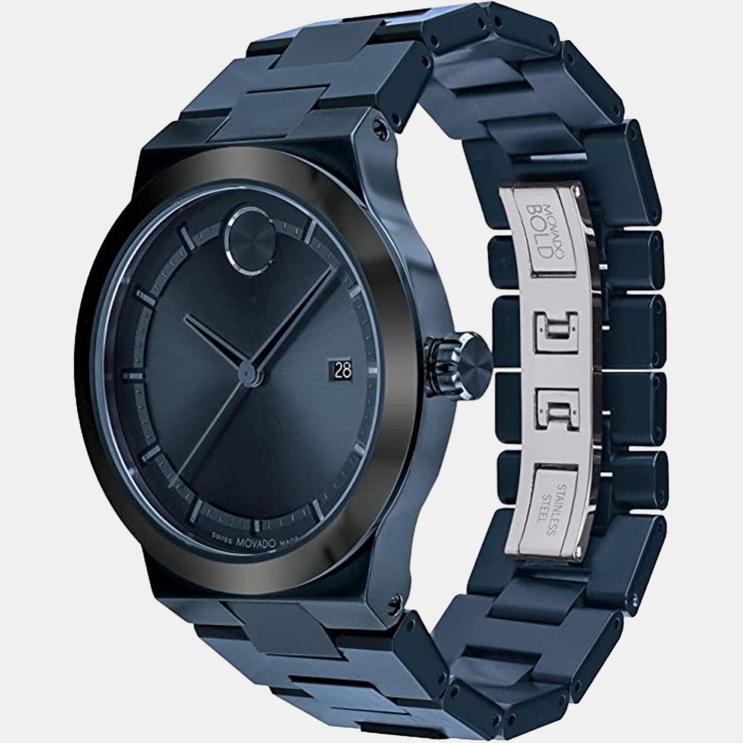 Bold Fusion Men Quartz Blue Dial Analog Stainless Steel Watch 3600852