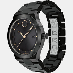 Bold Fusion Men Quartz Black Dial Analog Stainless Steel Watch 3600853