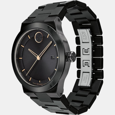 Bold Fusion Men Quartz Black Dial Analog Stainless Steel Watch 3600853