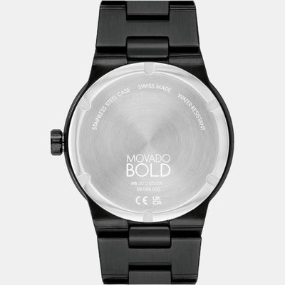 Bold Fusion Men Quartz Black Dial Analog Stainless Steel Watch 3600853