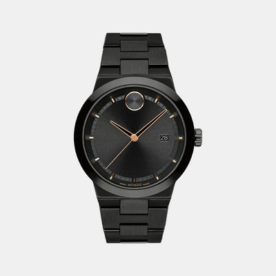Bold Fusion Men Quartz Black Dial Analog Stainless Steel Watch 3600853