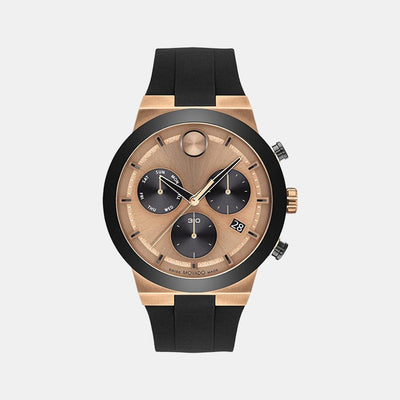 Bold Fusion Men Quartz Rose Gold Dial Chronograph Silicone Watch 3600854