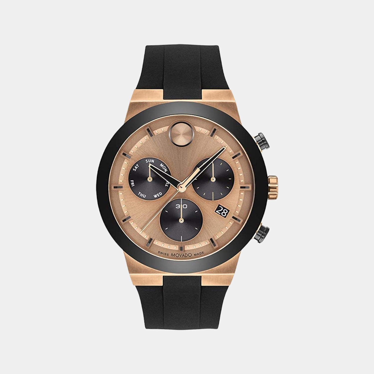 Bold Fusion Men Quartz Rose Gold Dial Chronograph Silicone Watch 3600854