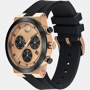 Bold Fusion Men Quartz Rose Gold Dial Chronograph Silicone Watch 3600854