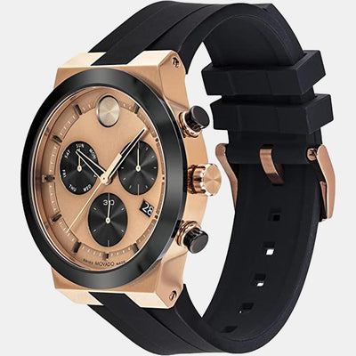 Bold Fusion Men Quartz Rose Gold Dial Chronograph Silicone Watch 3600854