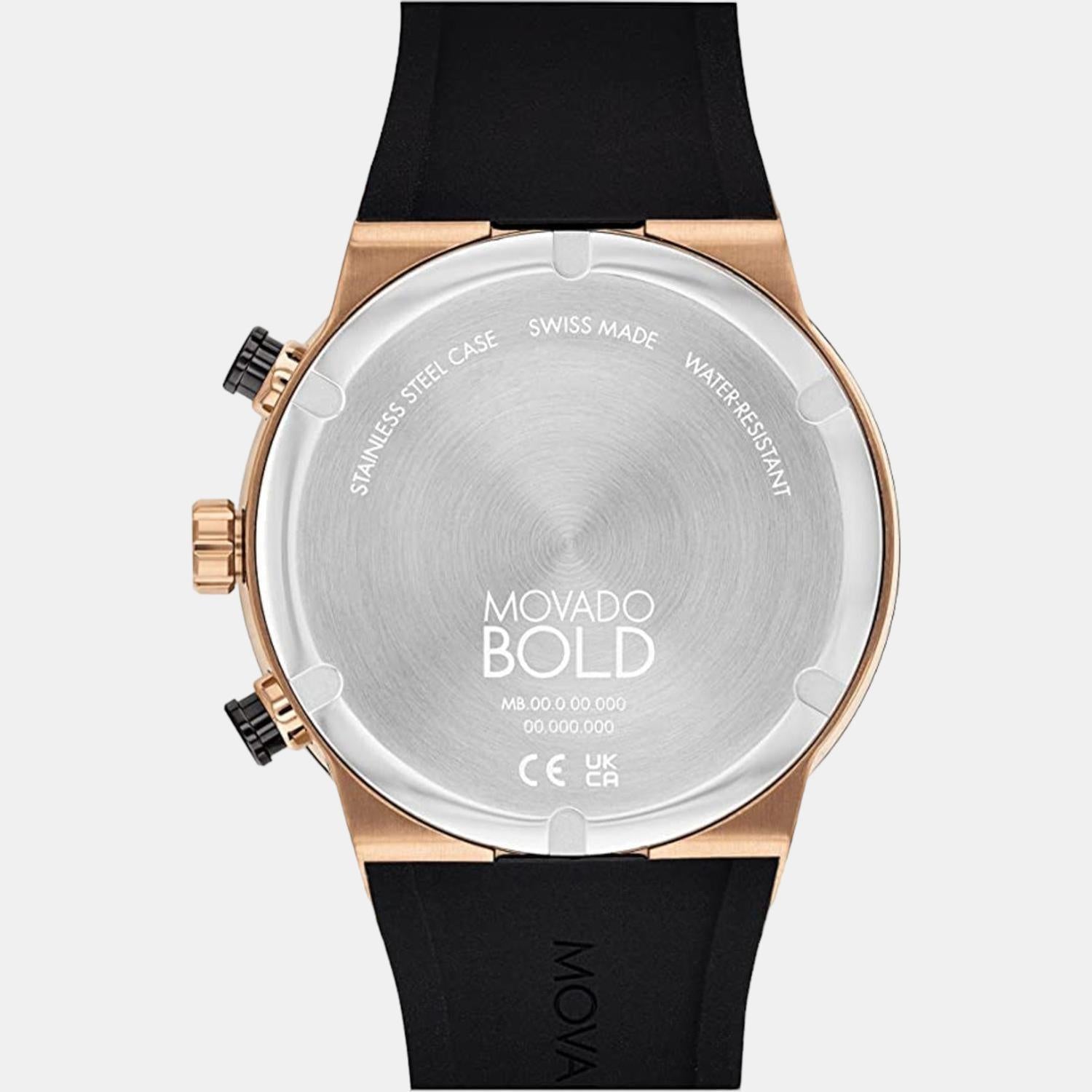 Bold Fusion Men Quartz Rose Gold Dial Chronograph Silicone Watch 3600854