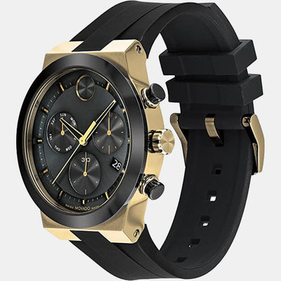 Bold Fusion Men Quartz Black Dial Chronograph Silicone Watch 3600855