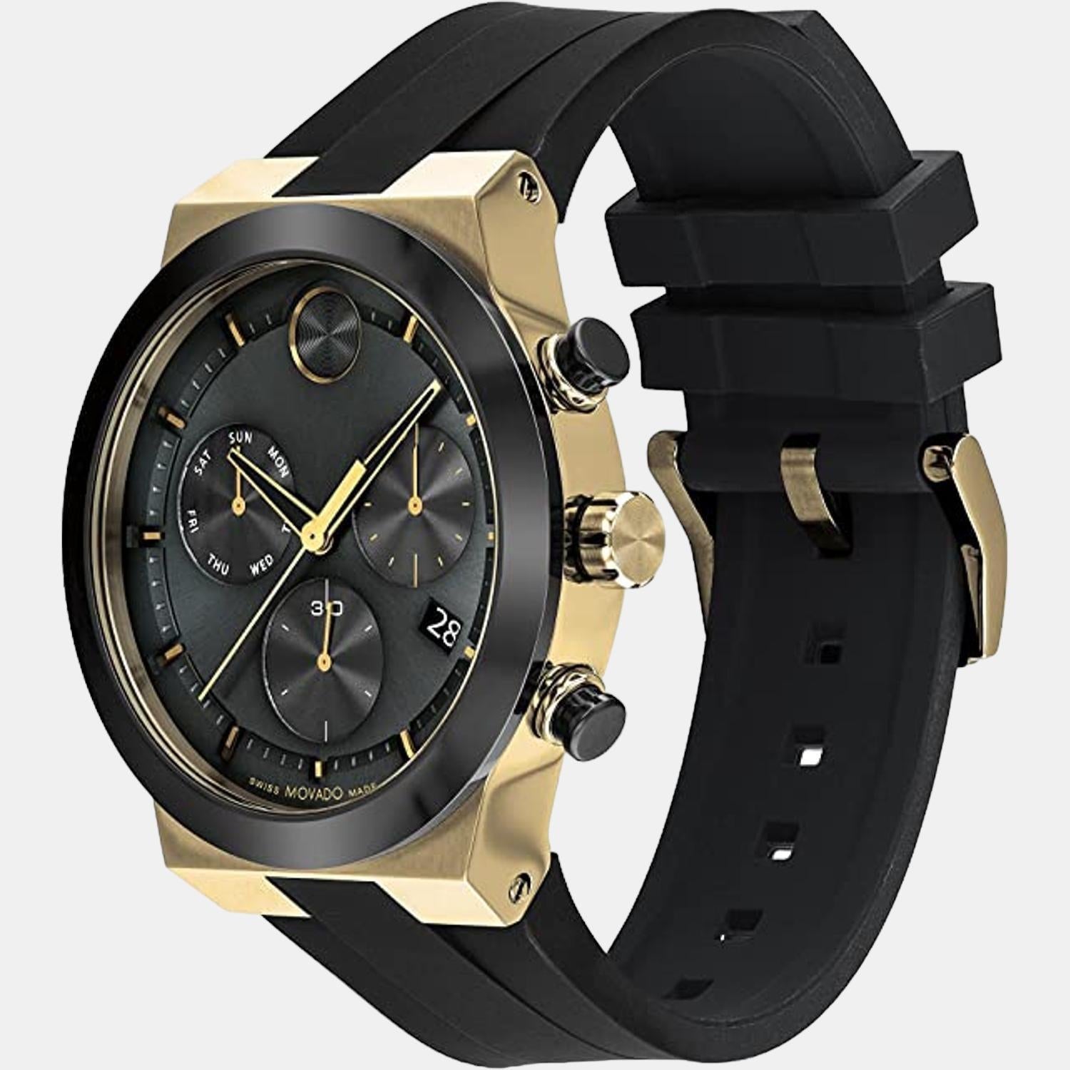 Bold Fusion Men Quartz Black Dial Chronograph Silicone Watch 3600855