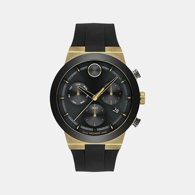 Bold Fusion Men Quartz Black Dial Chronograph Silicone Watch 3600855