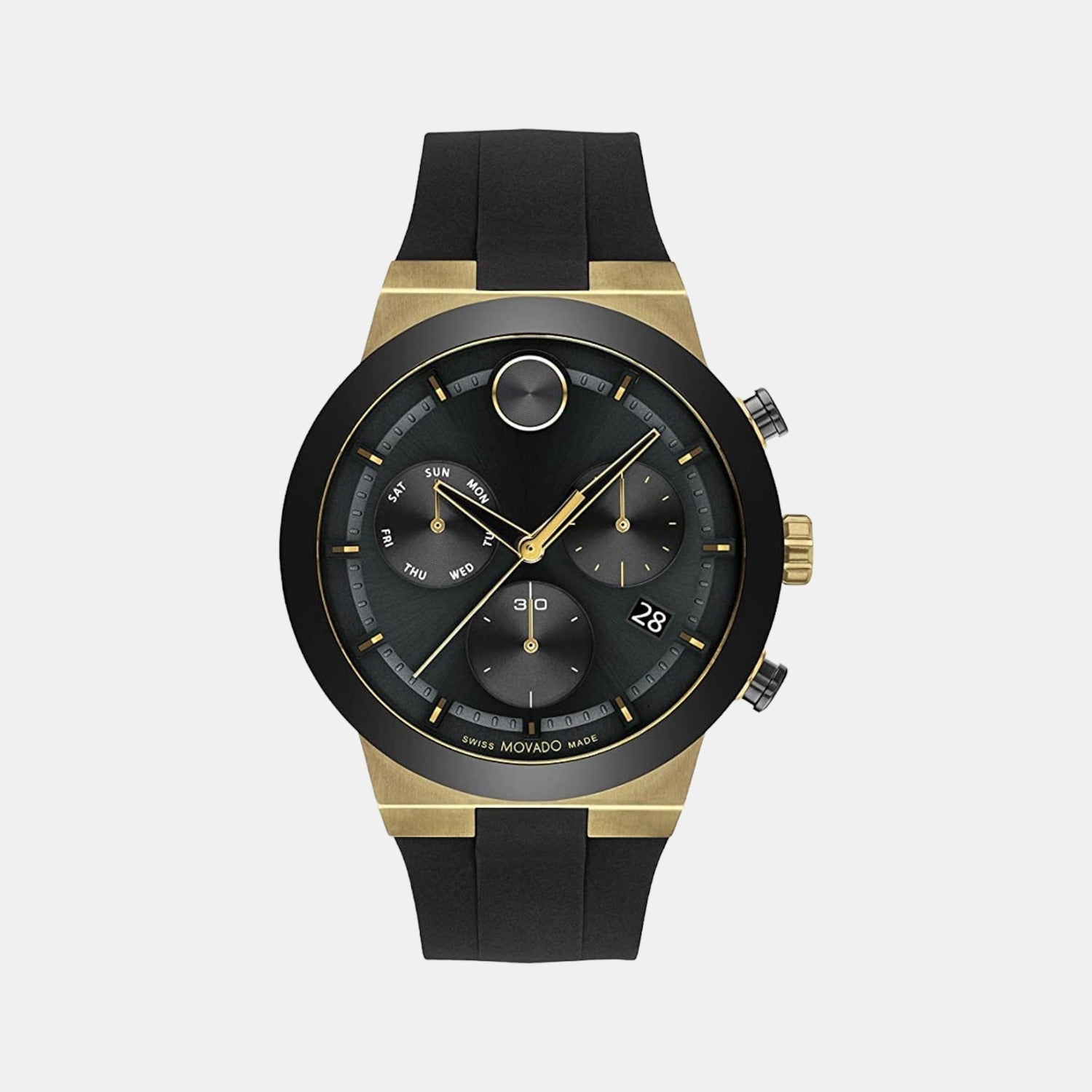 Bold Fusion Men Quartz Black Dial Chronograph Silicone Watch 3600855