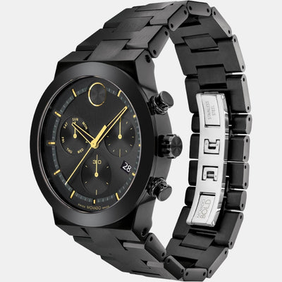 Bold Fusion Men Quartz Black Dial Chronograph Stainless Steel Watch 3600857