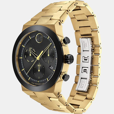 Bold Fusion Men Quartz Black Dial Chronograph Stainless Steel Watch 3600858