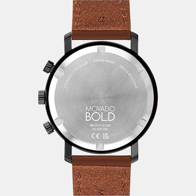 Bold Evolution Men Quartz Black Dial Chronograph Leather Watch 3600884
