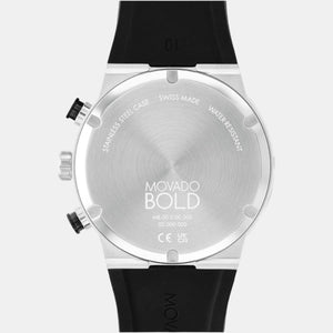 Bold Fusion Men Quartz Silver Dial Chronograph Silicone Watch 3600894