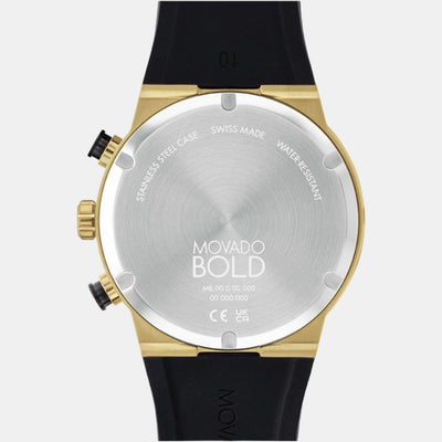Bold Fusion Men Quartz Gold Dial Chronograph Silicone Watch 3600895