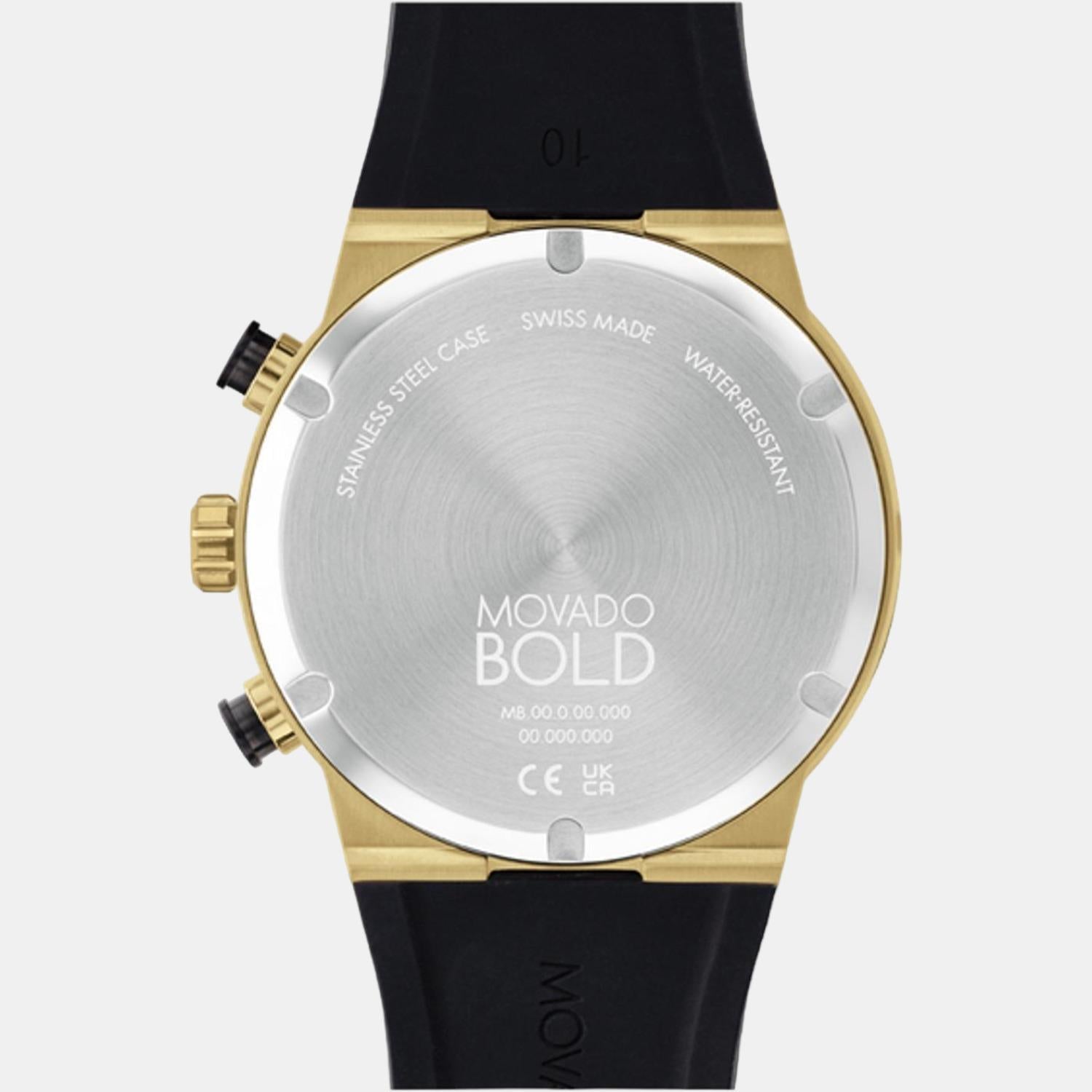 Bold Fusion Men Quartz Gold Dial Chronograph Silicone Watch 3600895