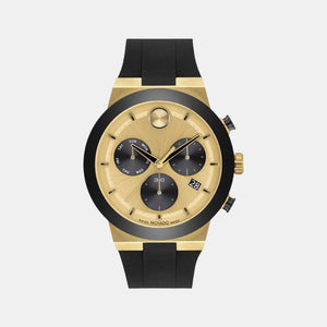 Bold Fusion Men Quartz Gold Dial Chronograph Silicone Watch 3600895