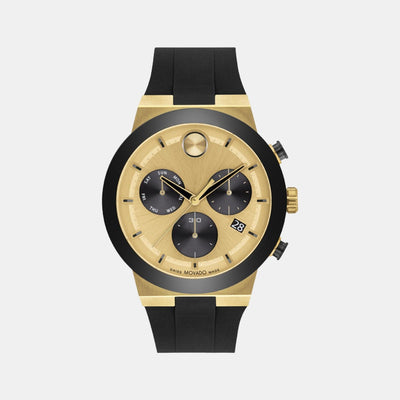 Bold Fusion Men Quartz Gold Dial Chronograph Silicone Watch 3600895