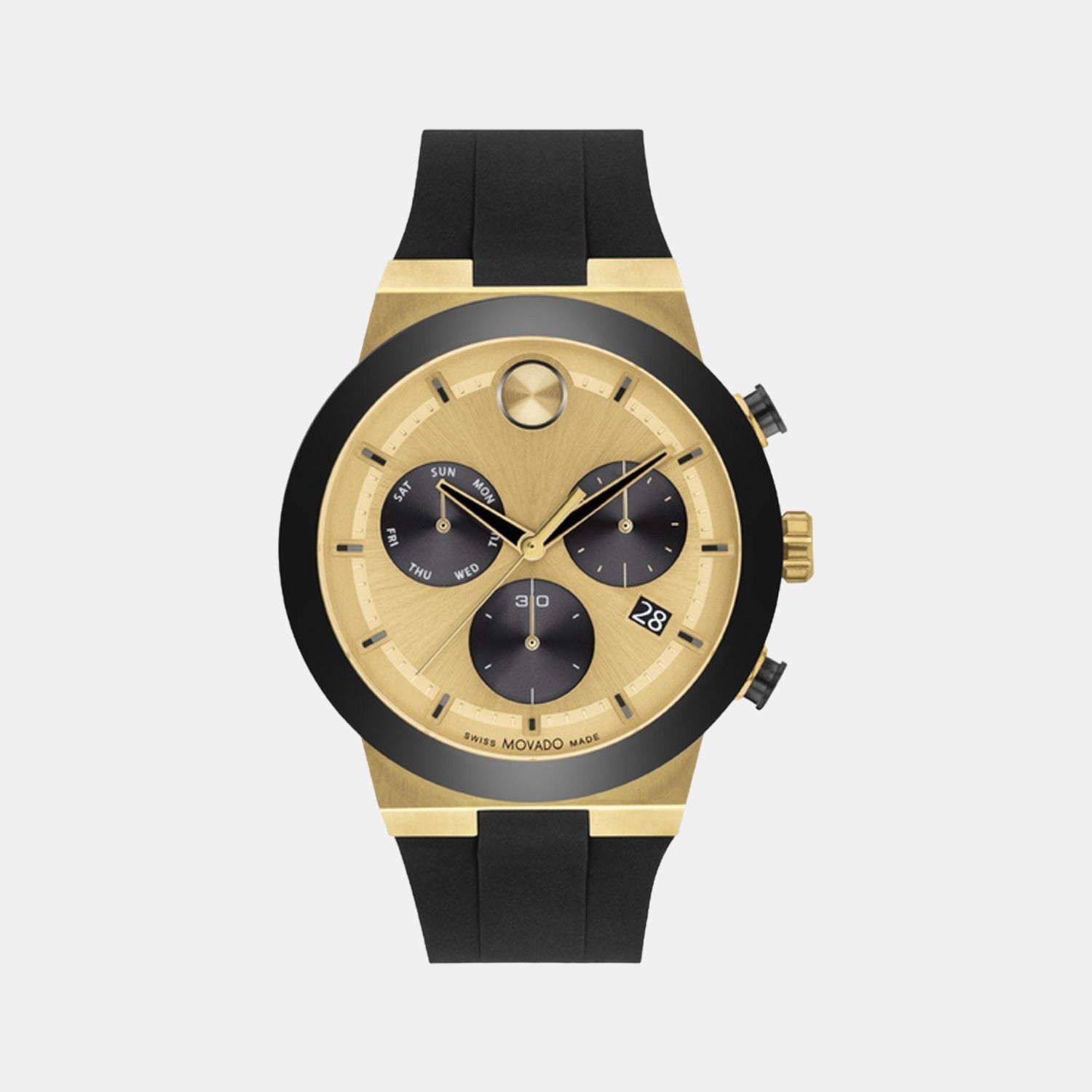 Bold Fusion Men Quartz Gold Dial Chronograph Silicone Watch 3600895