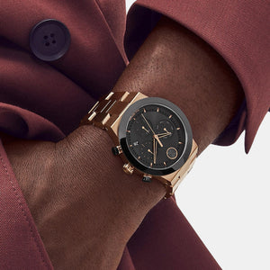 Bold Men Quartz Black Dial Chronograph Stainless Steel Watch 3600898