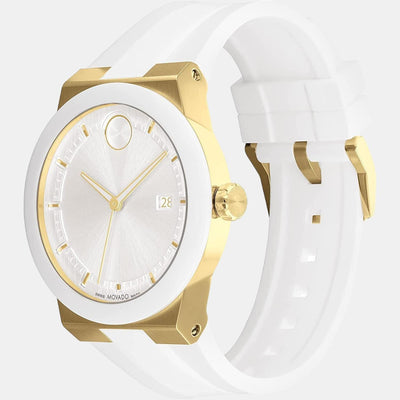 Bold Fusion Women Quartz White Dial Analog Silicone Watch 3600899
