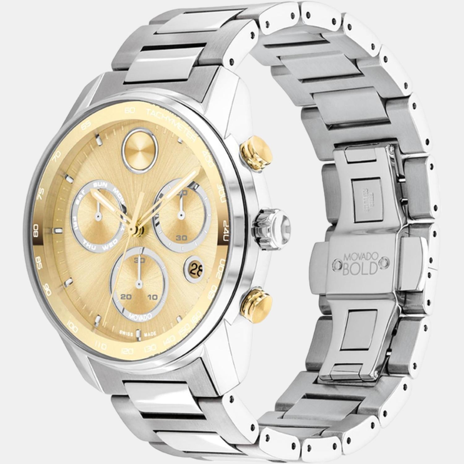 Bold Verso Men Quartz Gold Dial Chronograph Stainless Steel Watch 3600907