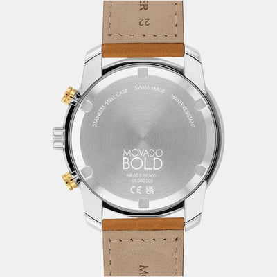 Bold Verso Men Quartz Gold Dial Chronograph Leather Watch 3600908