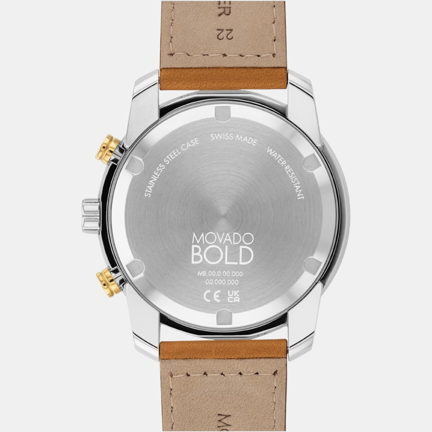 Bold Verso Men Quartz Gold Dial Chronograph Leather Watch 3600908