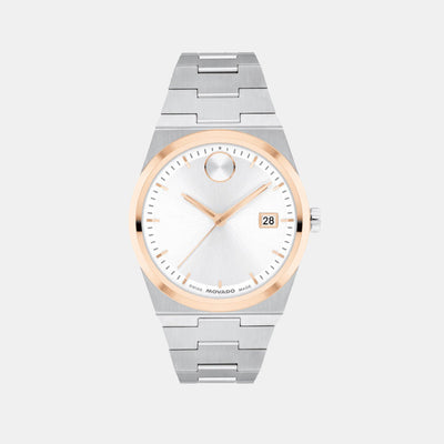 Bold Ceramic Women Quartz White Dial Analog Stainless Steel Watch 3600946