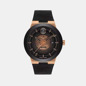 Bold Fusion Men Quartz Black And Rose Gold Transparent Dial Analog Rubber Watch 3600947