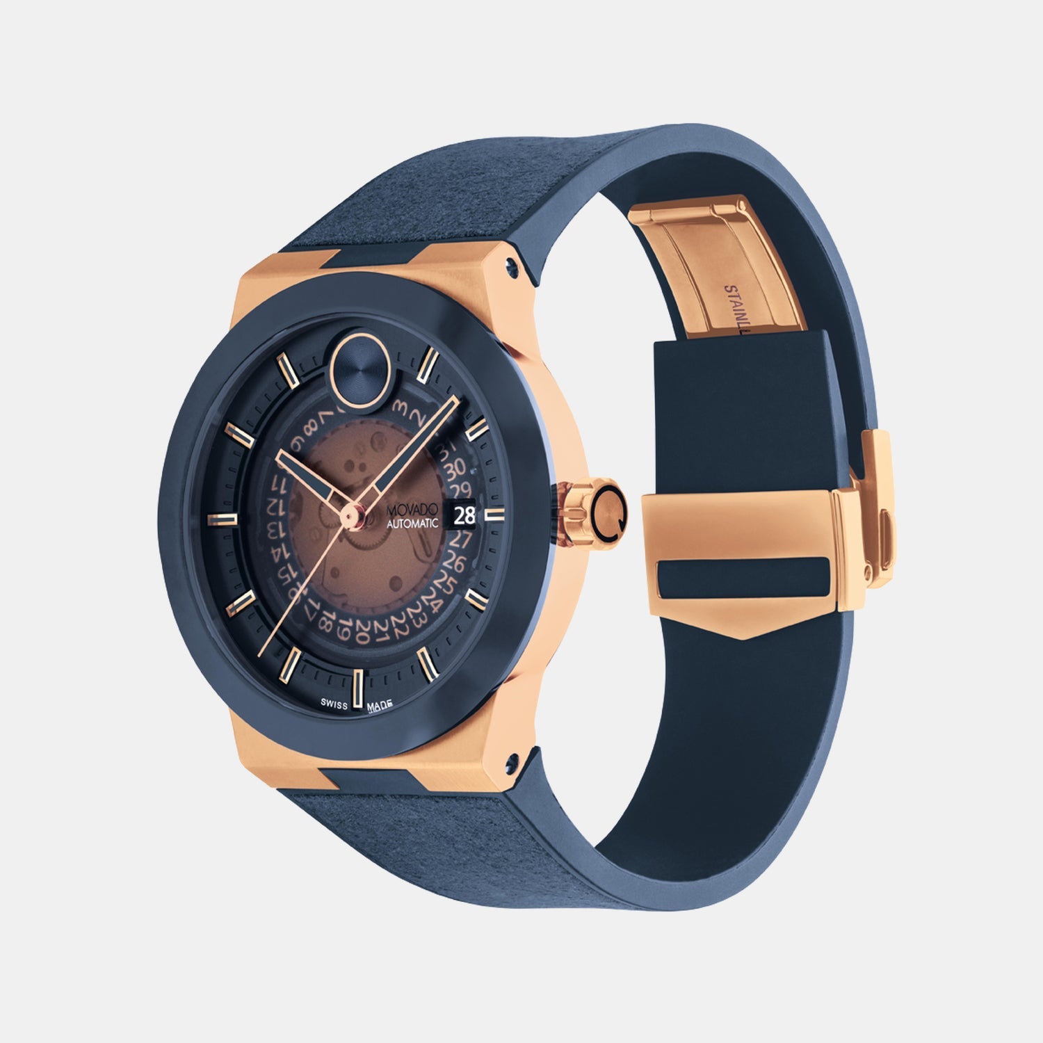 Bold Fusion Automatic Men Quartz Two Tone Dial Analog Rubber Watch 3601005