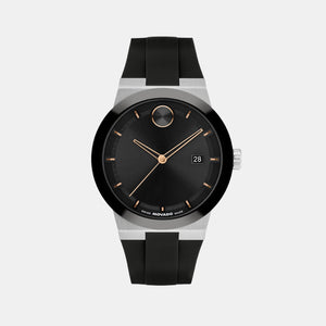 Bold Men Quartz Black Dial Analog Silicone Watch 3601079